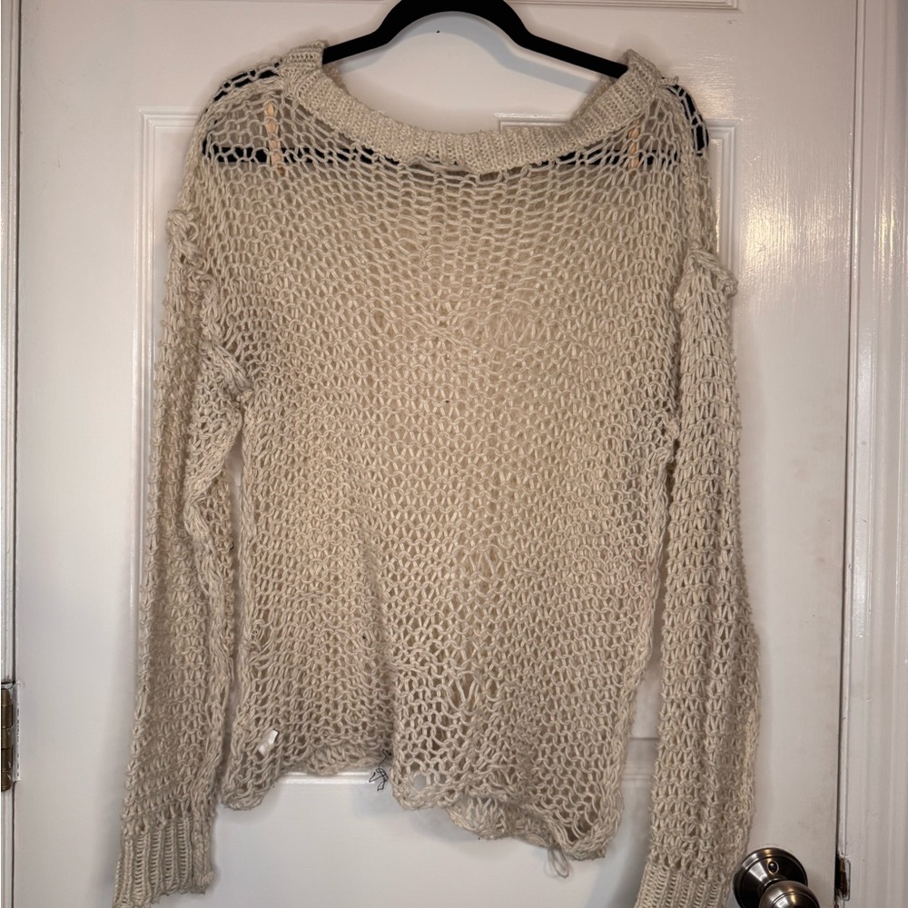 Elegant Cream Knit Women's Sweater